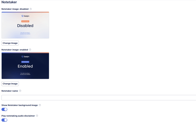 Note taker image settings